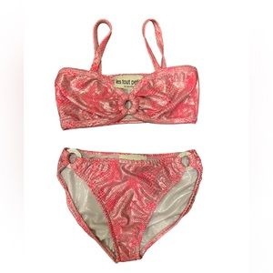 Les tout petits pink metallic snake lizard print bikini set (children’s size 12)